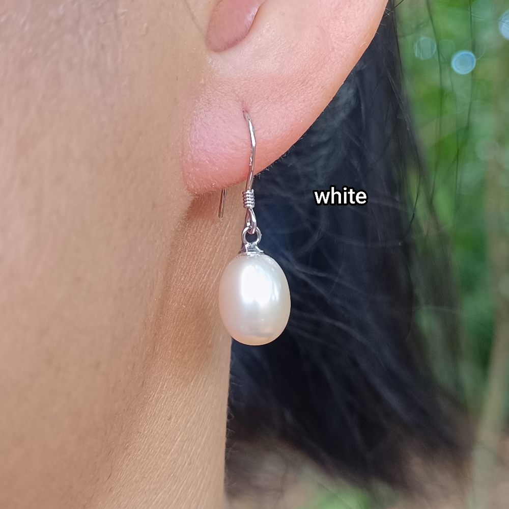 Authentic Pearl Tear Drop Shape Earrings 925 Sterling Silver